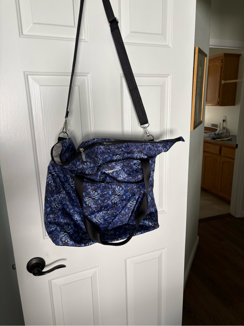Baggallini Navy Blue Floral Nylon Tote with Adjustable Strap